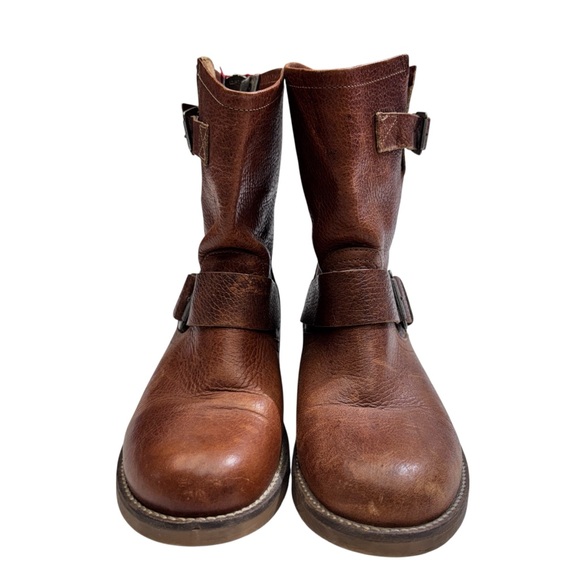 Freebird by Steven Tan/Brown Leather Block Heel Zipper Ankle Boots 8 - Picture 2 of 11